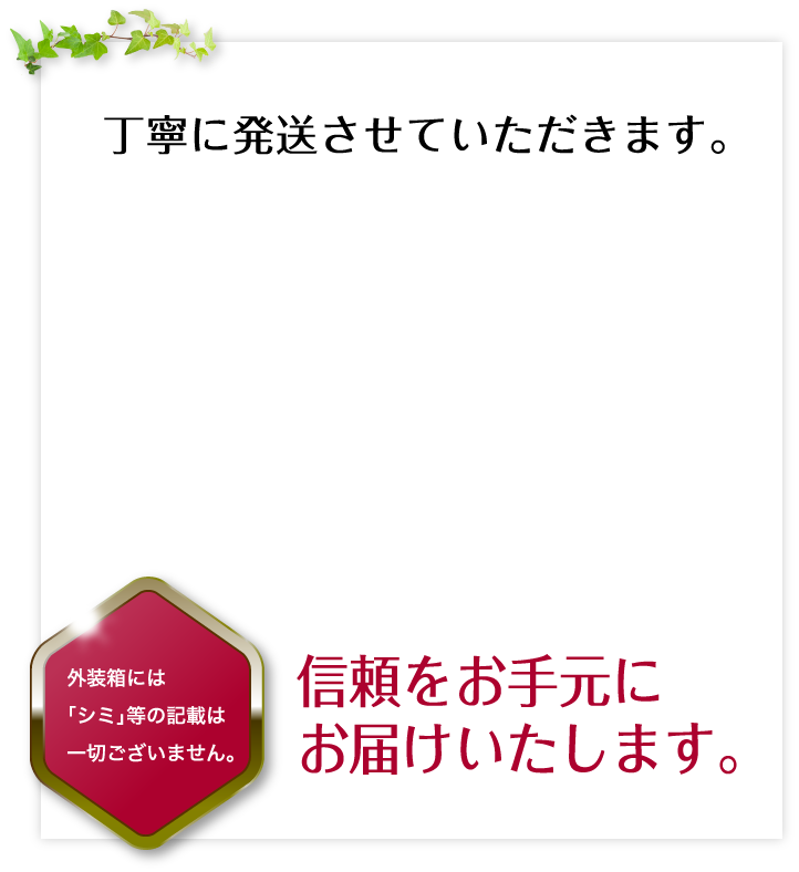 丁寧に発送させていただきます。