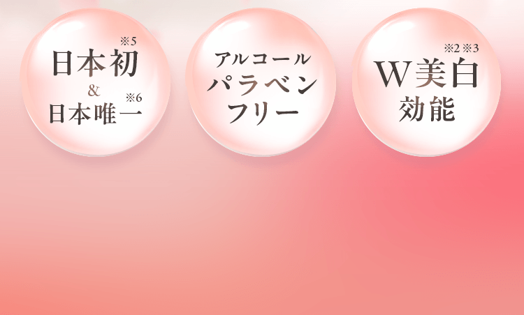 日本初※5＆日本唯一※6 アルコールパラベンフリー W美白効能※2※3