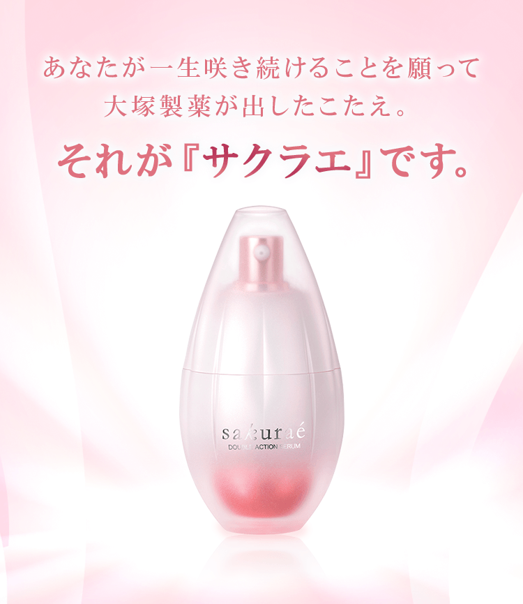 あなたが一生咲き続けることを願って大塚製薬が出したこたえ。それが『サクラエ』です。