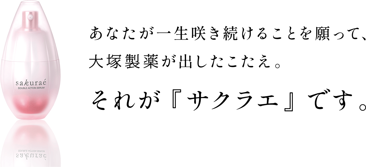 あなたが一生咲き続けることを願って、大塚製薬が出したこたえ。それが『サクラエ』です。