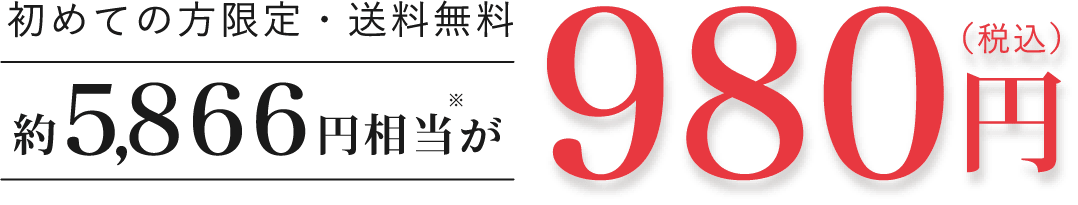 初めての方限定・送料無料 約5,866円相当※が980円（税込）