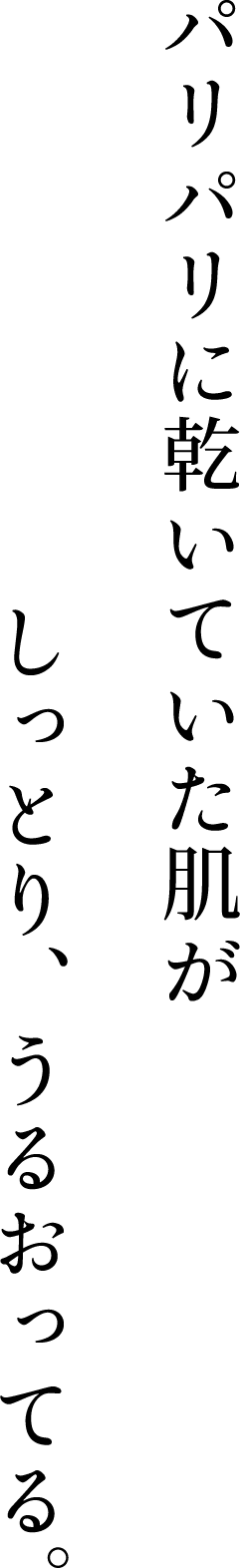 パリパリに乾いていた肌がしっとり、うるおってる。