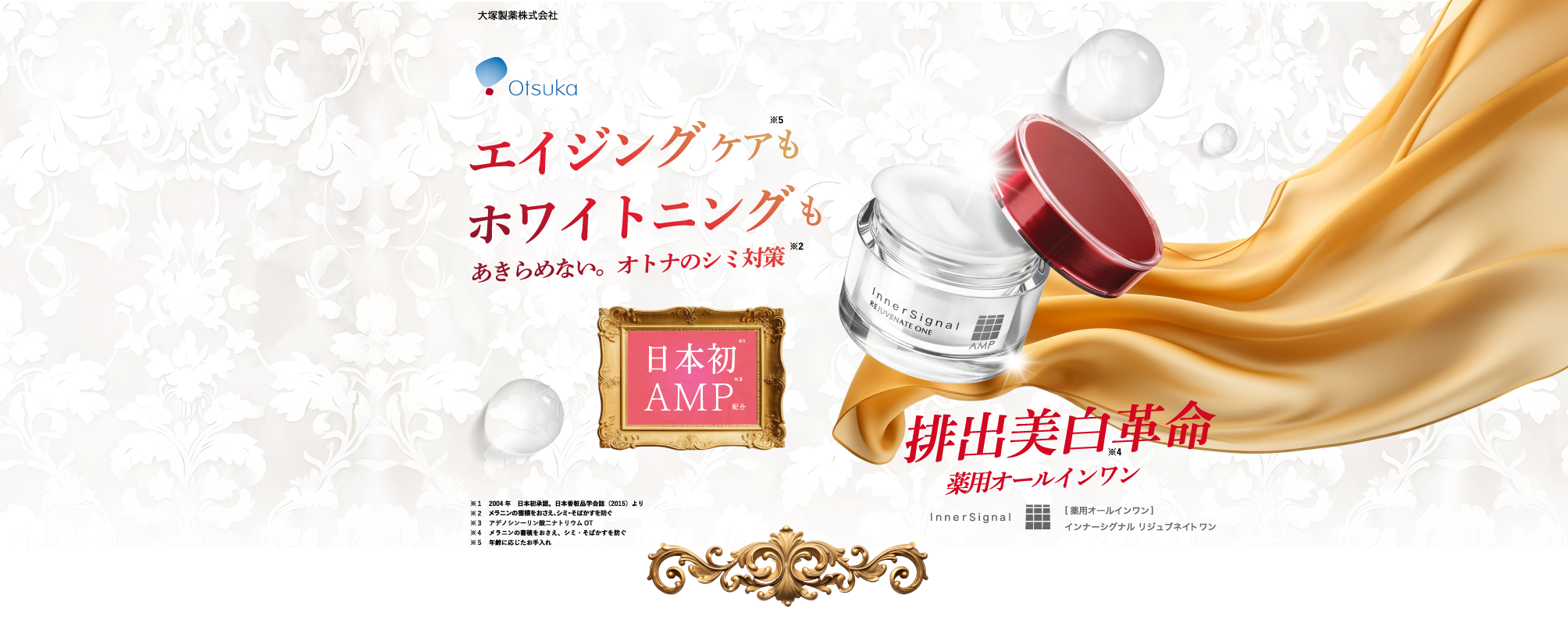 エイジングケアもホワイトニングもあきらめない。オトナのシミ対策 日本初AMP 排出美白 美白オールインワン インナーシグナル リジュブネイト ワン