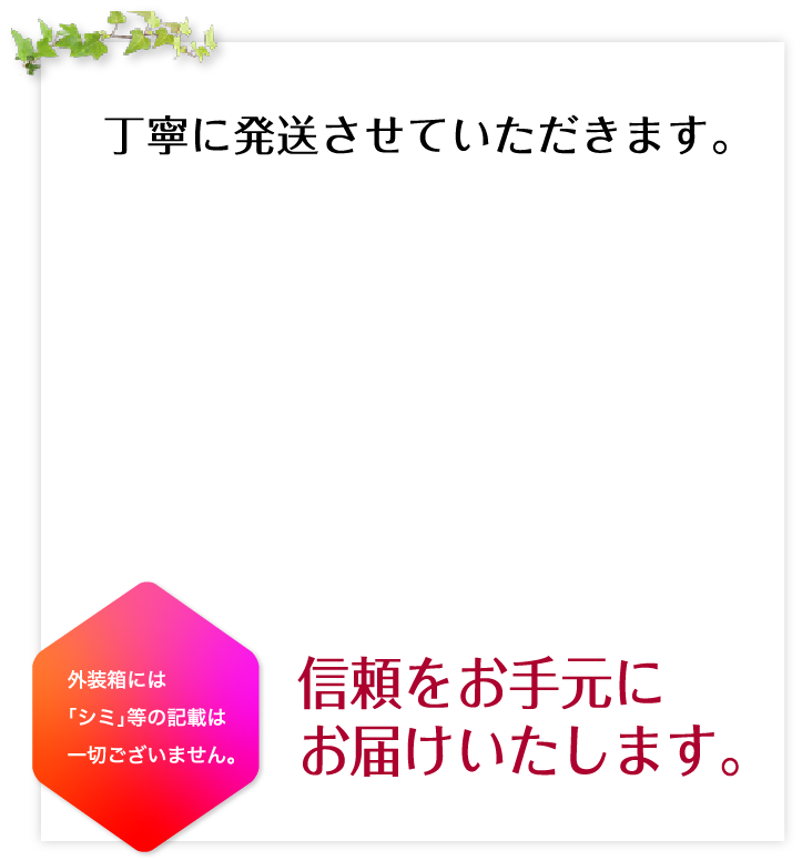 丁寧に発送させていただきます。