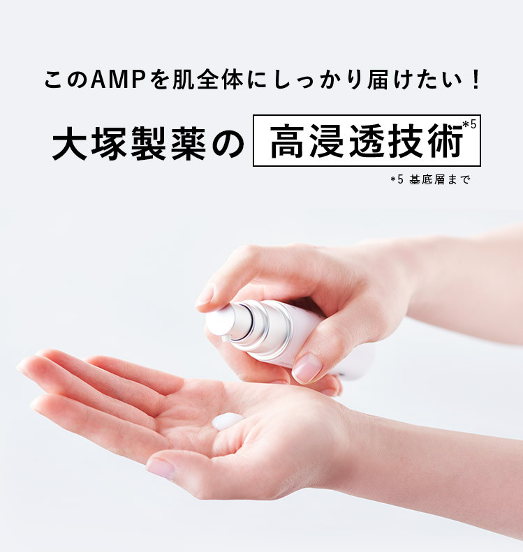 このAMPを肌全体にしっかり届けたい! 大塚製薬の高浸透技術*5 *5 基底層まで